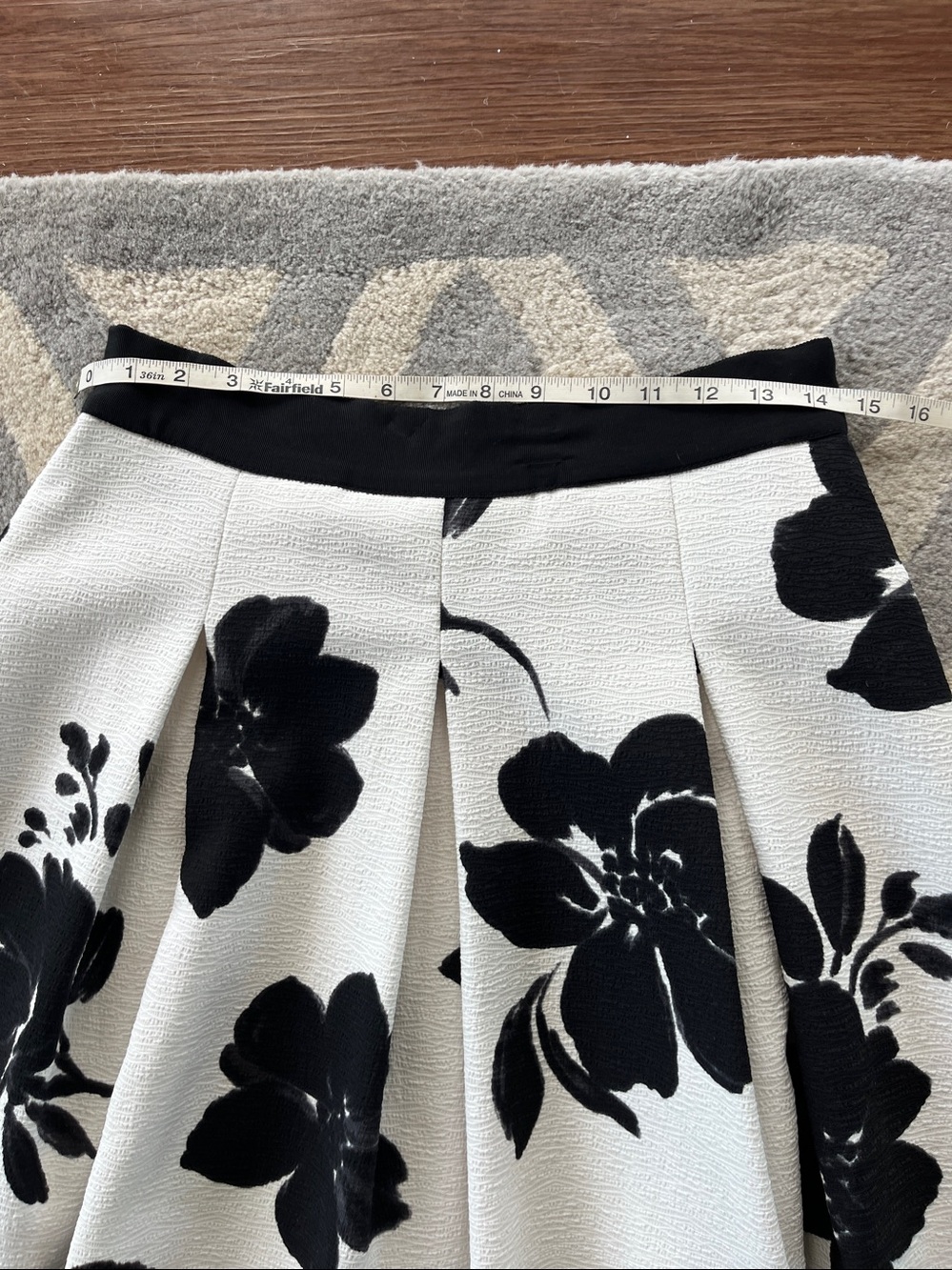 BHWM black & white graphic floral midi skirt with pockets - 8 - Picture 10 of 11